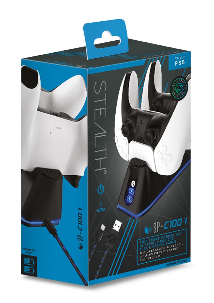 Stealth SP-C100V Twin Charging Dock + Play & Charge Cable - Black on PlayStation 5
